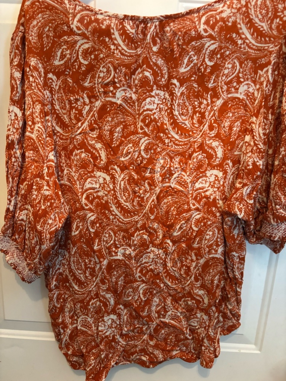 Downtown Studio Rust Paisley Button-Front Blouse - Picture 4 of 5